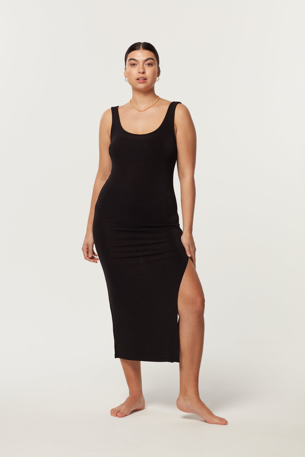 Women's Midi Slip Dress - A New Day™ Black Floral L