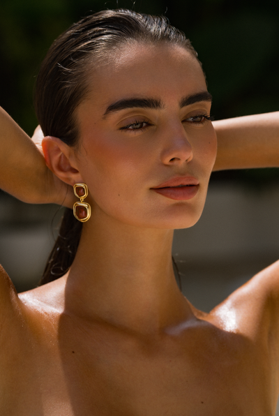 ATD x Daisy Red Jasper Organic Double Drop Earrings