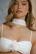 Barbuda Top with Lace Scarf - Bridal White