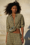 St Barts Shirt - Navy/Gold Link Print