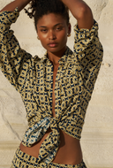 St Barts Shirt - Navy/Gold Link Print
