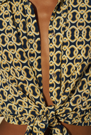 St Barts Shirt - Navy/Gold Link Print