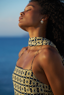 St Tropez Dress - Navy/Gold Link Print