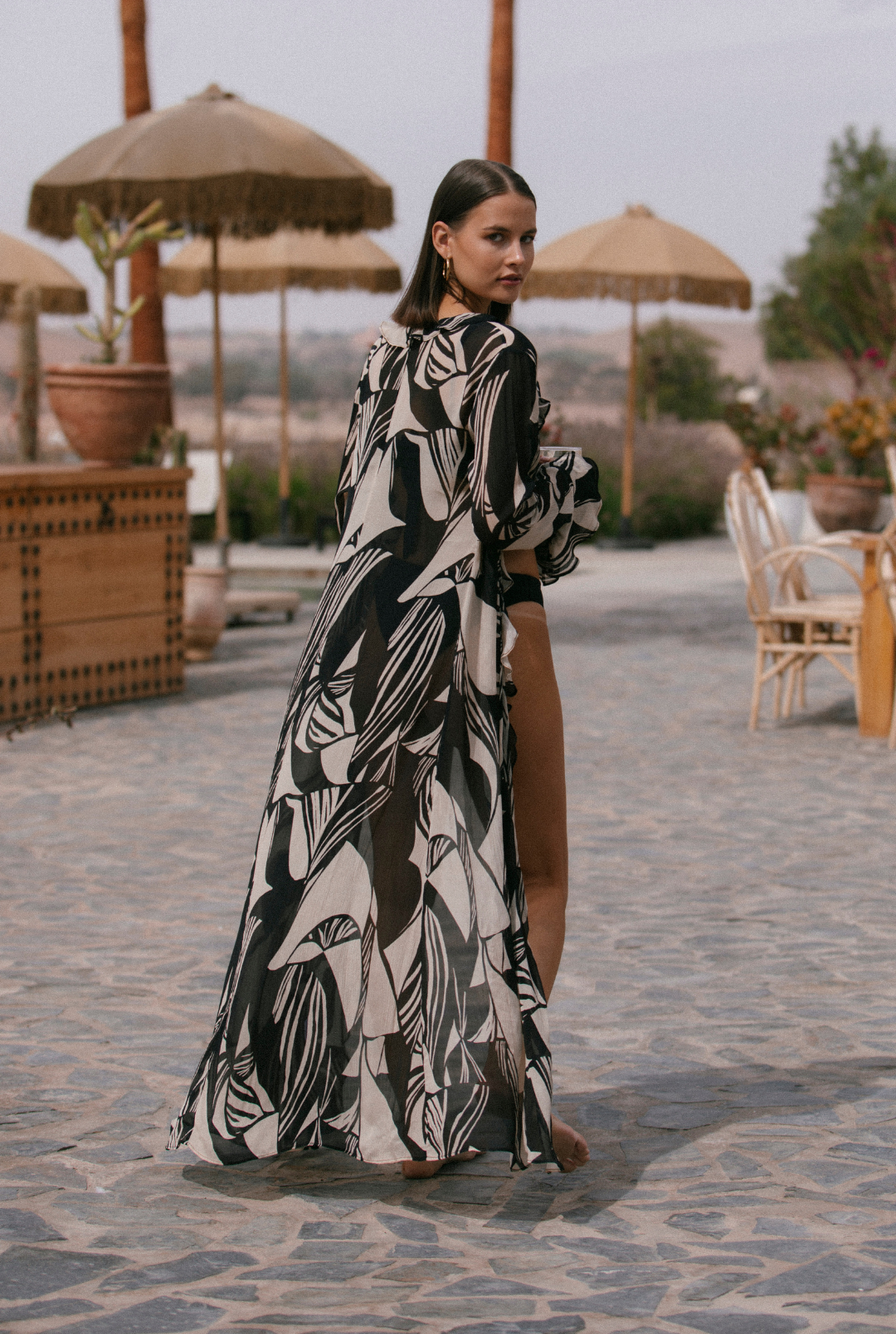 Martinique Kaftan - Desert Noir Print