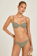 Aruba Top - Navy/Gold Link Print