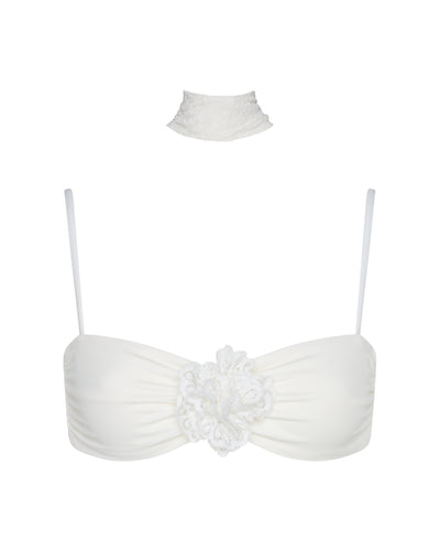 Barbuda Top with Lace Scarf - Bridal White