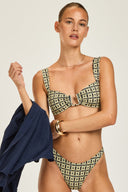 Cannes Top - Navy/Gold Link Print