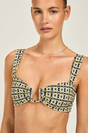 Cannes Top - Navy/Gold Link Print