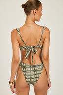 Cannes Top - Navy/Gold Link Print