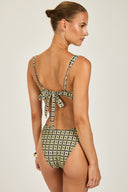 Cannes Top - Navy/Gold Link Print