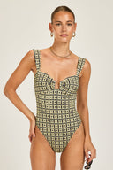 Cannes One Piece - Navy/Gold Link Print