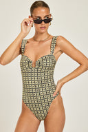 Cannes One Piece - Navy/Gold Link Print