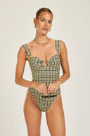 Cannes One Piece - Navy/Gold Link Print