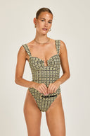 Cannes One Piece - Navy/Gold Link Print