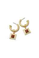 ATD x Daisy Red Jasper Square Chubby Hoop Earrings