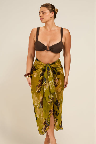 Santorini Sarong - Chartreuse Floral