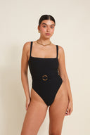 Hamptons One Piece - Black Texture