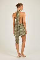 Ibiza Dress - Navy/Gold Link Print