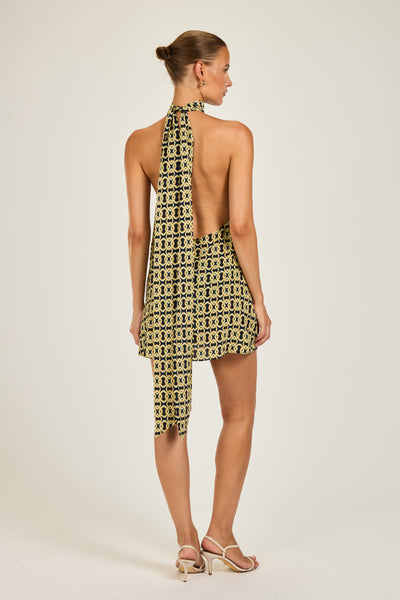 Ibiza Dress - Navy/Gold Link Geo