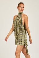 Ibiza Dress - Navy/Gold Link Print