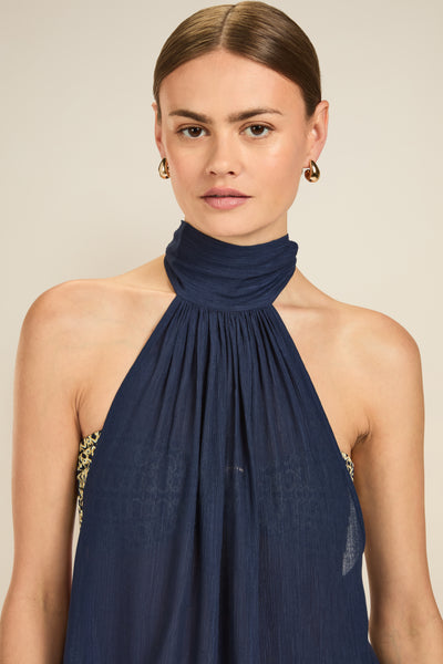Ibiza Dress - French Navy Crinkle