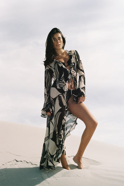 Martinique Kaftan - Desert Noir Print