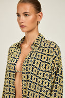St Barts Shirt - Navy/Gold Link Print
