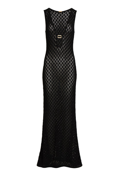 Abaco Crochet Dress - Black / Tortoise Shell (Tall)