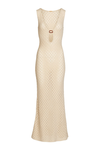 Abaco Crochet Dress - Natural / Tortoise Shell (Tall)