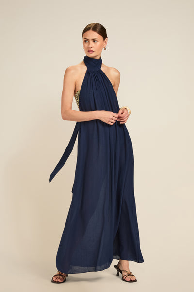 Menorca Dress - French Navy Crinkle