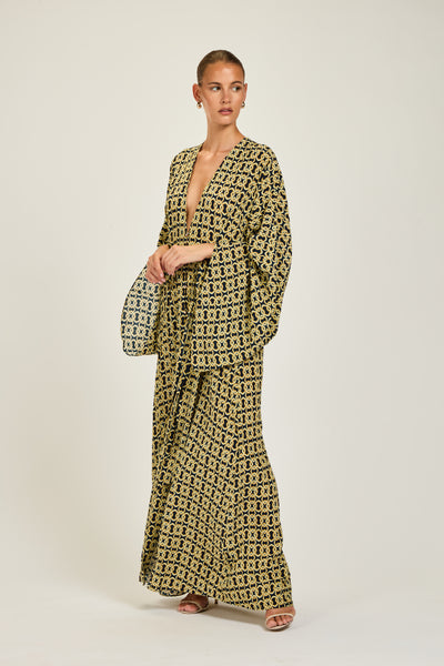 Morocco Kaftan - Navy/Gold Link Geo