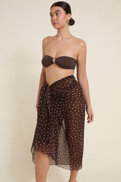 Santorini Sarong - Espresso/Ivory Polka Dot