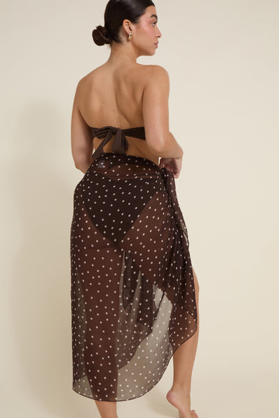 Santorini Sarong - Espresso/Ivory Polka Dot
