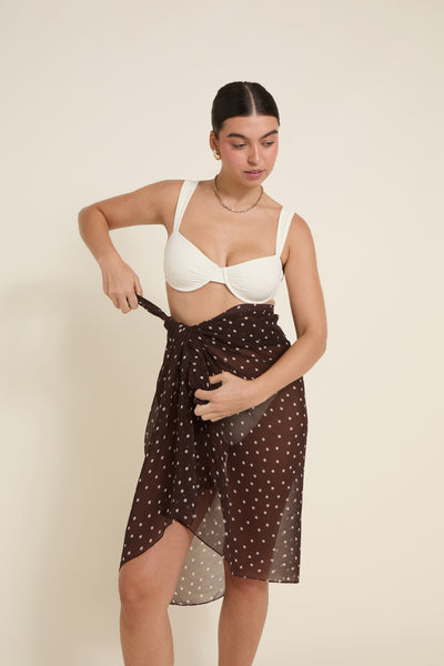 Santorini Sarong - Espresso/Ivory Polka Dot