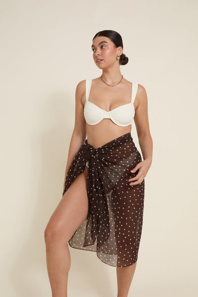 Santorini Sarong - Espresso/Ivory Polka Dot