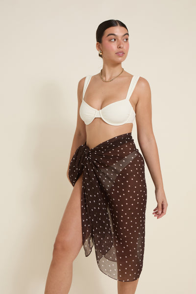 Santorini Sarong - Espresso/Ivory Polka Dot