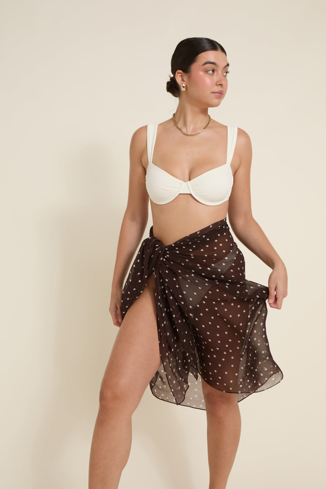 Santorini Sarong - Espresso/Ivory Polka Dot