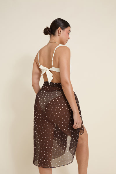 Santorini Sarong - Espresso/Ivory Polka Dot