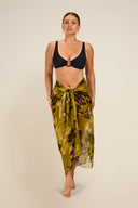 Santorini Sarong - Chartreuse Floral