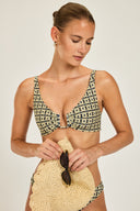Palma Top - Navy/Gold Link Print