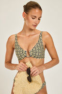 Palma Top - Navy/Gold Link Print