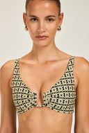 Palma Top - Navy/Gold Link Print