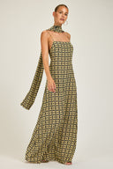 St Tropez Dress - Navy/Gold Link Print