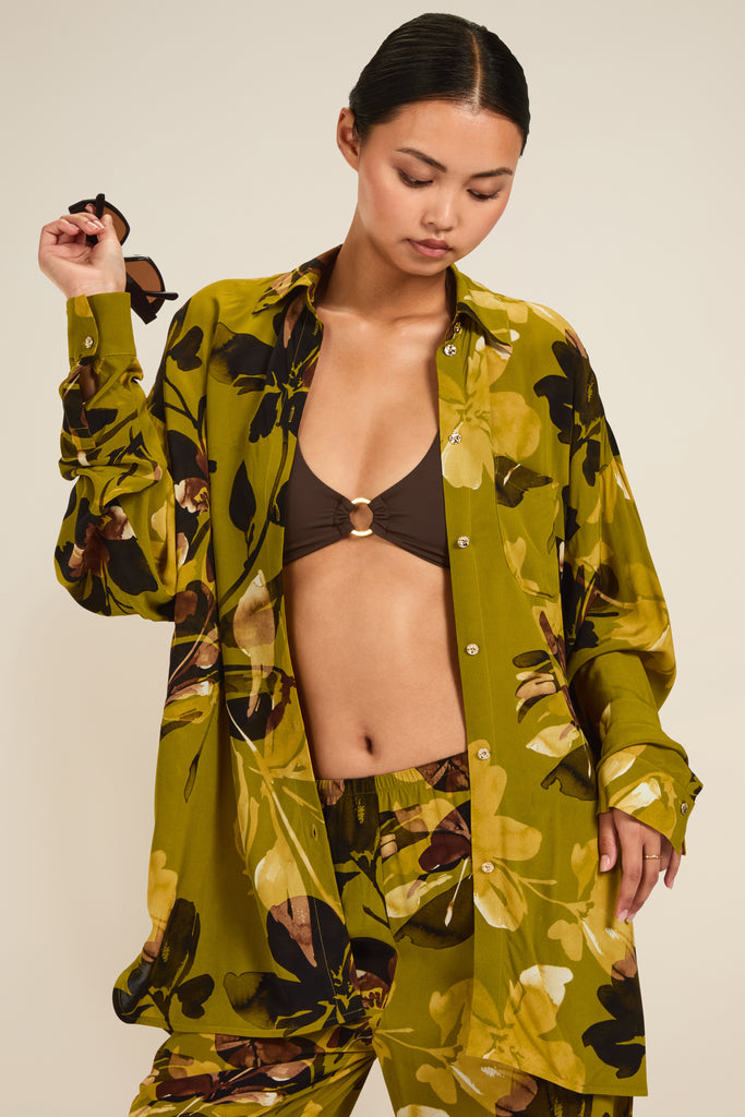 St Barts Shirt Chartreuse Floral