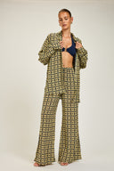 St Barts Pant - Navy/Gold Link Print