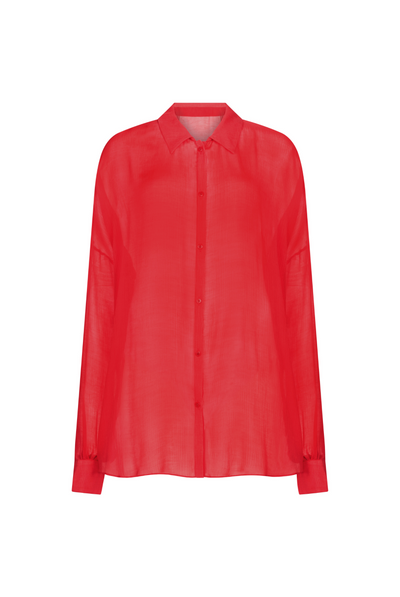 Valencia Beach Cover Up Shirt - Red